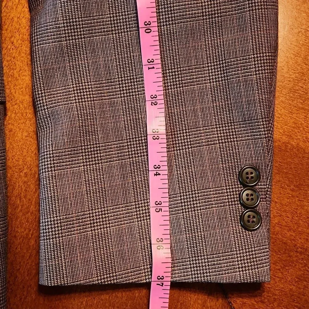 TownCraft Vintage 2 Piece Wool Coat & Pants Suit Set, 46L X 38, Brown Checks